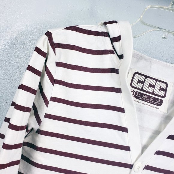 CCC Women's White Button Down Stripped Lightweight Sweater Coat Jacket Hoodie - Picture 3 of 11